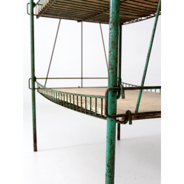 Vintage Green Industrial Wire Shelf Rack | Chairish