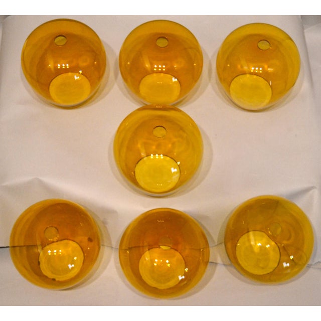 1970s Set of 9 Blown Art Glass Amber Gold Honey Color Lamp Chandelier Shades Italy 1970s For Sale - Image 5 of 10