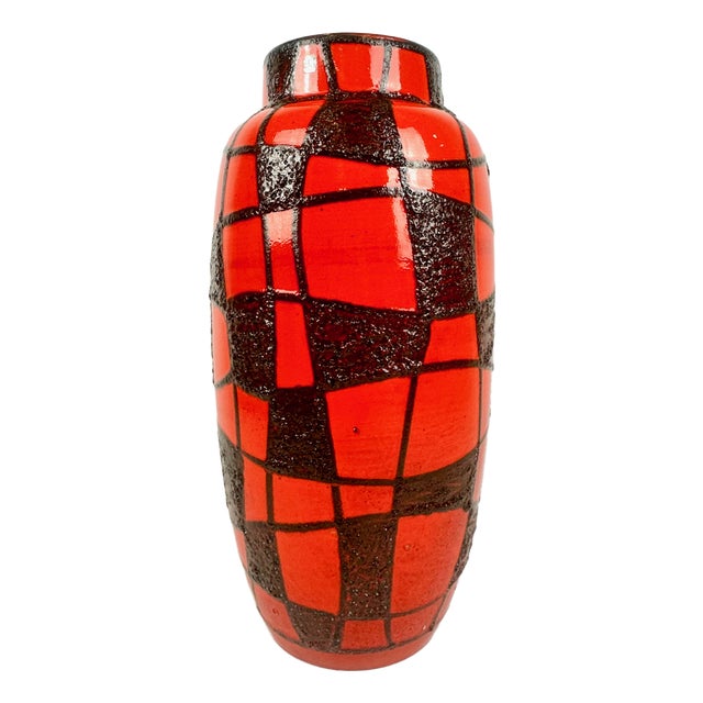 Large Ceramic Floor Spiderweb Vase from Scheurich Ceramics, 1960s For Sale