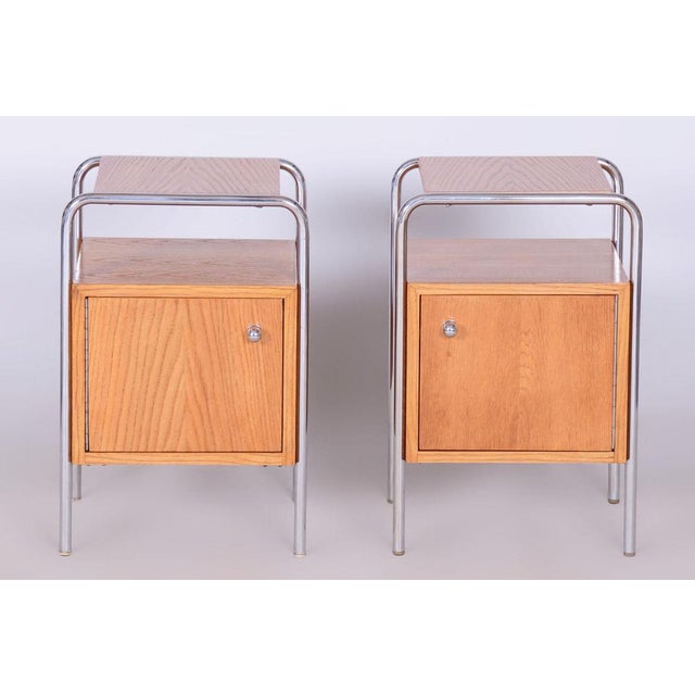 Bauhaus Chrome Bedside Tables attributed to R. Slezák, Former Czechoslovakia, 1930s, Set of 2 For Sale - Image 8 of 12