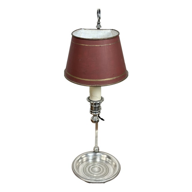 19th Century Quinquet Lamp in Silvered Metal, 1890s For Sale