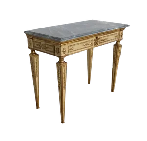 Louis XVI Style 19th-Century Marble and Golden Wood Console Table