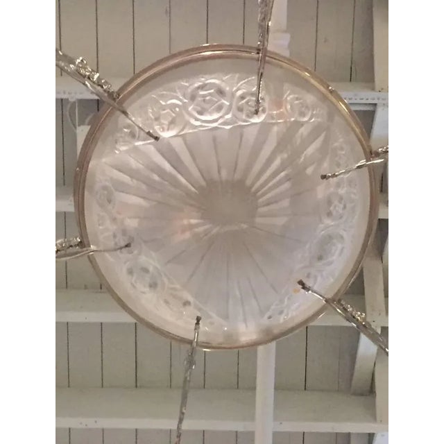 Metal French Art Deco Chandelier Signed by Degue with Mythical Horses For Sale - Image 7 of 12
