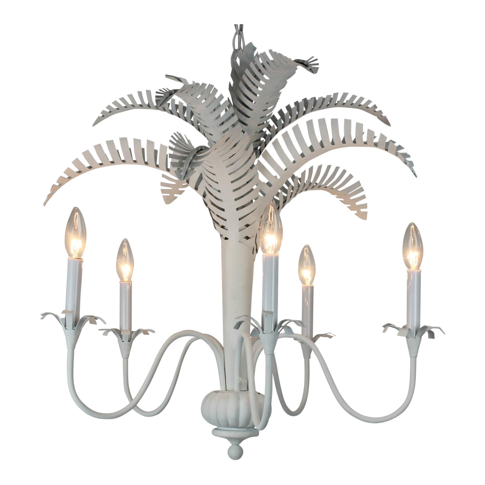 Vintage White Metal Palm Tree Chandelier Chairish