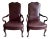 Late 20th Century St. Timothy Queen Anne Style Maroon Leather Library/Office Chairs - A Pair For Sale