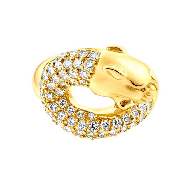 2000 - 2009 Carrera Y Carrera 18k Gold Pave Diamond Panther Ring For Sale - Image 5 of 10