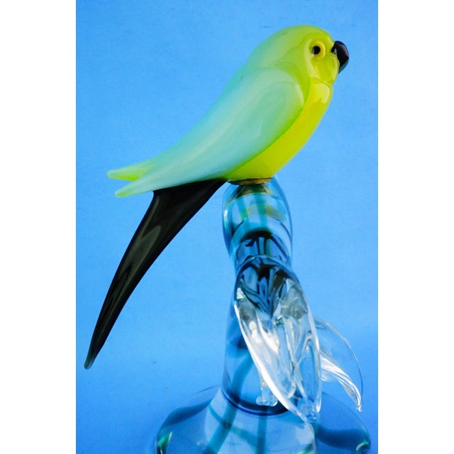 20th Century Sculpture of Parrot on Branch in Opaline Murano Glass attributed to Seguso Glassworks, Set of 2 For Sale - Image 14 of 18