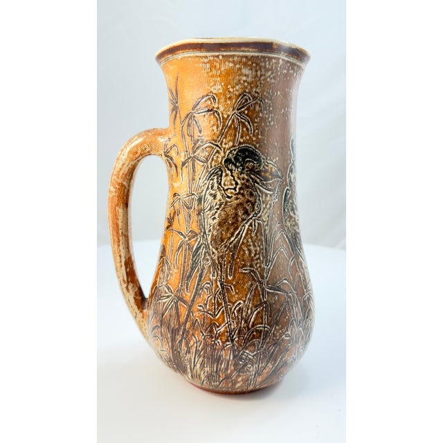 Rare 1893 Martin Brothers London & Southall Pottery Pitcher Wally Birds For Sale - Image 12 of 17
