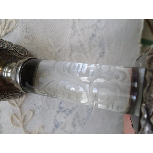 Late 19th Century Antique Sterling Silver Ornate and Etched Crystal Cigar Lighter For Sale In Columbia, SC - Image 6 of 10