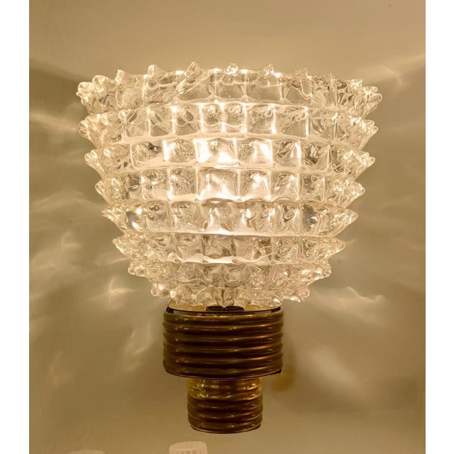 Rostrato Murano Glass and Brass Wall Lamp by Ercole Barovier for Barovier & Toso, Italy, 1940s For Sale - Image 9 of 13