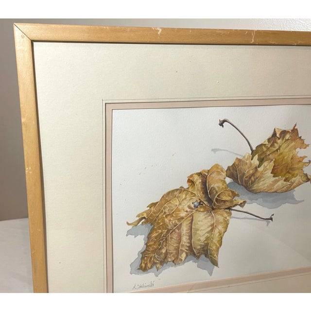 Original Signed R. Skibinski Realistic Fall Leaves Watercolor Painting Realism For Sale In New York - Image 6 of 9