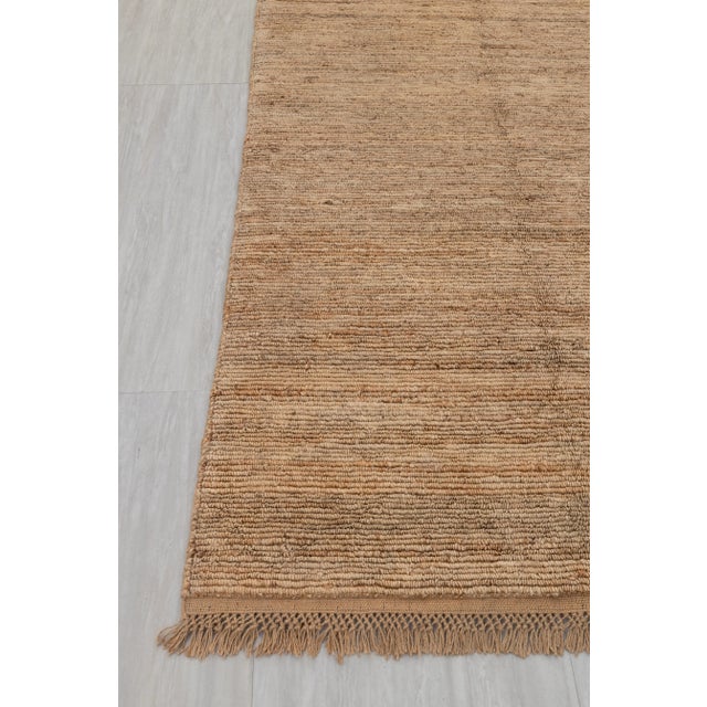 High Quality Hand Knotted Tan Camel Jute Loop Pattern Solid Rug 8x10Ft. For Sale - Image 4 of 12