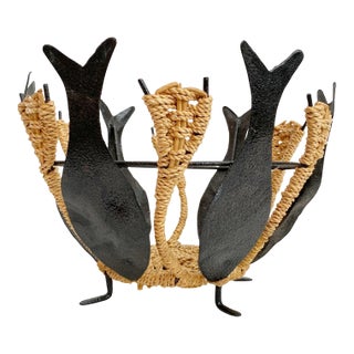 Nautical Metal Fish & Rope Decorative Fruit Bowl For Sale