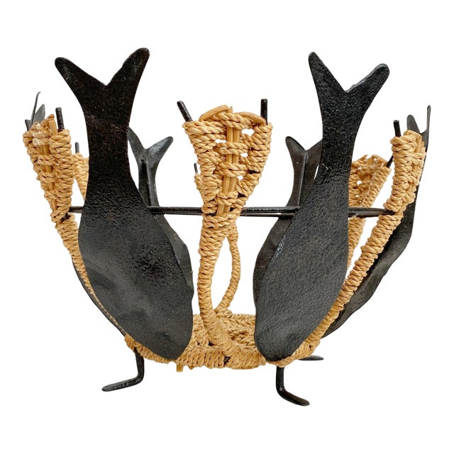 Nautical Metal Fish & Rope Decorative Fruit Bowl For Sale