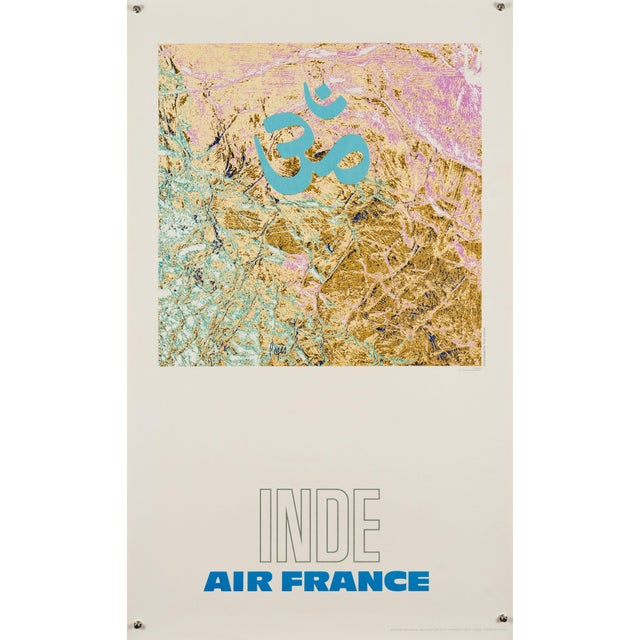 Air France Inde Travel Poster by Raymond Pagès, 1971 For Sale - Image 9 of 9