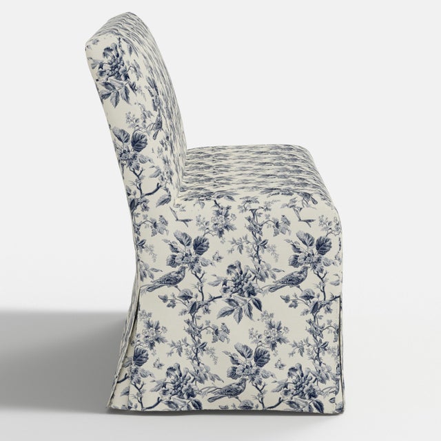 Stoffer Home x Cloth & Company Lindy Slipcover Dining Banquette in Bird Toile Navy For Sale In Chicago - Image 6 of 7