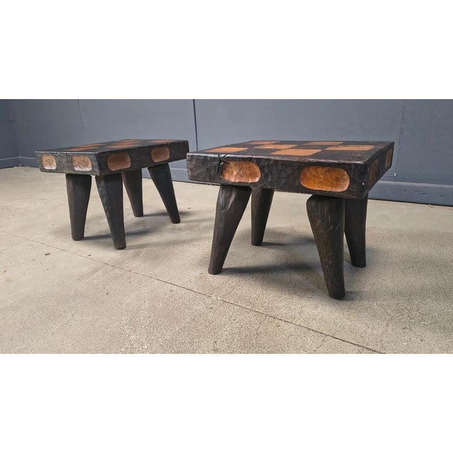 Vintage Rustic Wooden Stools, 1960s, Set of 2 For Sale - Image 4 of 13
