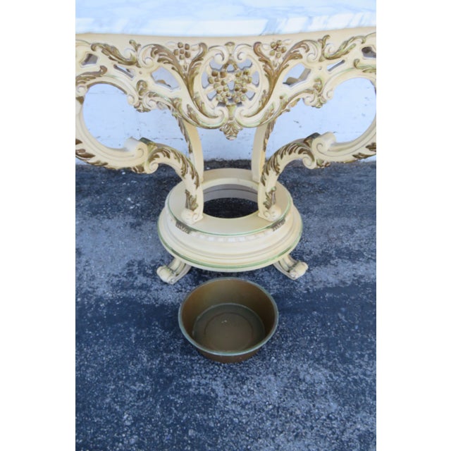 Cream French Provincial Heavy Carved Marble Top Large Side End Center Table With Planter 6293 For Sale - Image 8 of 13
