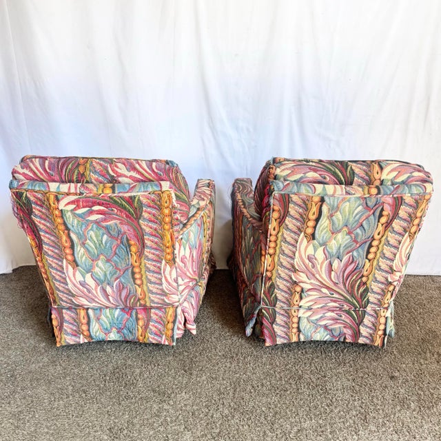 Vintage Needlepoint Swivel Rocking Lounge Chairs - A Pair For Sale - Image 4 of 12