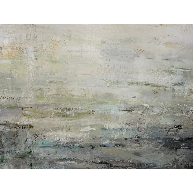 Gray Atmospheric Abstract Water Scene - Large Square Canvas For Sale - Image 8 of 10