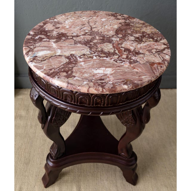 1990s Empire Style Pink Marble Swan Leg Side Table or Drinks Table For Sale - Image 5 of 11