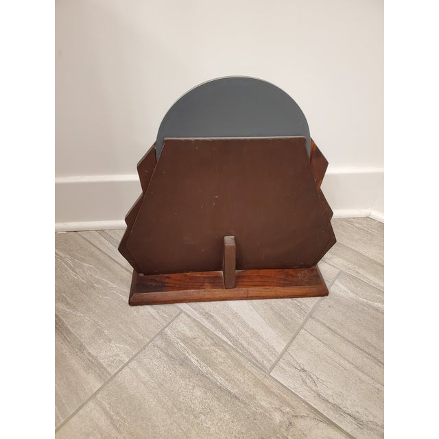 1930s Art Deco Tabletop Mirror in Wood and Glass With Oval Mirror