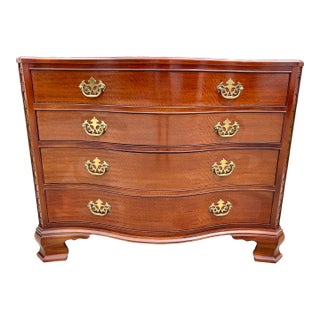 Baker Furniture Historic Charleston Chippendale Serpentine Dresser – Solid Mahogany Vintage Chest With Brass Hardware For Sale