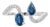 14k Gold Pear & Oval Cut Blue Sapphire & Diamond Bypass Toi Et Moi Ring Size 4 For Sale