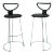 Nobu Tanigawa for Fasem Italy "Nardis" Black Bar Stools with Back- A Pair For Sale