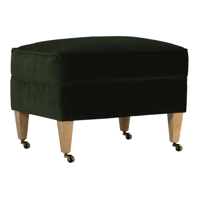 Alcott Ottoman, Emerald Velvet For Sale