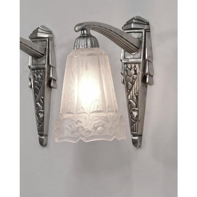 1920s A Pair of French Art Deco Wall Sconces by P. Maynadier 1930 France - 3 Pairs Available For Sale - Image 5 of 12