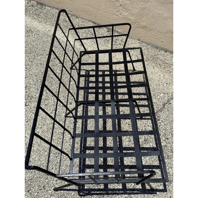 Vintage Mid Century Modern Black Wrought Iron Arthur Umanoff Style Sofa For Sale In Philadelphia - Image 6 of 9