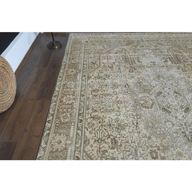 1970s Vintage Persian Handmade Wool Cotton Orange Area Rug For Sale - Image 10 of 11