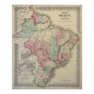 Brazil, Guayana and Rio De Janeiro, Original Map by Colton, 1871 For Sale