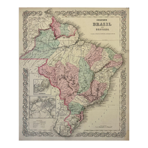Brazil, Guayana and Rio De Janeiro, Original Map by Colton, 1871