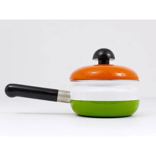 Enameled Pot with Lid attributed to Carl Auböck for Riess, Austria, 1970s For Sale - Image 3 of 9