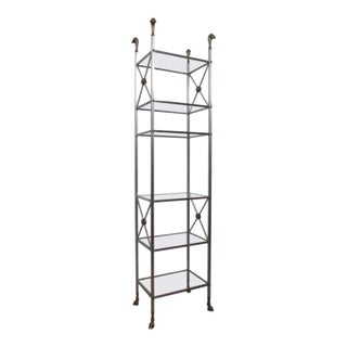 Vintage 1970’s Jansen Steel and Brass Etagere For Sale