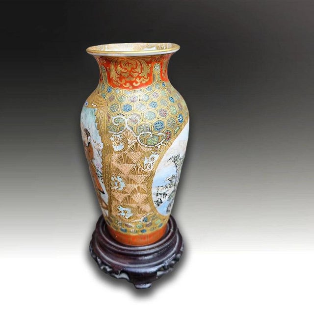 Antique 19th Century Meiji Japanese Kutani Satsuma Porcelain Vase For Sale - Image 4 of 8
