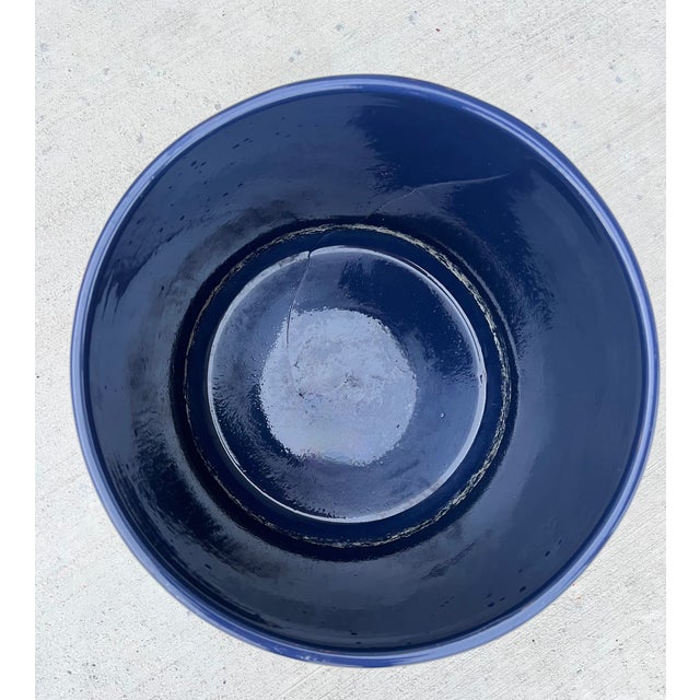 Gainey Pottery Vintage Gainey Ceramics Ac-12 Cobalt Blue Architectural Cylinder Planter California Pot Marked For Sale - Image 4 of 7