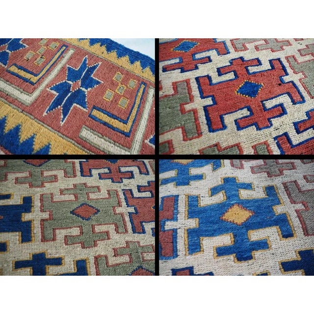 Vintage Tribal Nomadic Caucasian Soumak Sumakh Kilim Rug, 1950s For Sale - Image 12 of 13