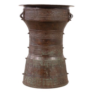 Southeast Asian Patinated Bronze Rain Drum or Drinks Table For Sale