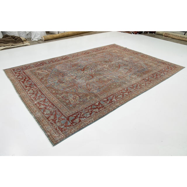 Persian 1910s Antique Persian Tabriz Wool Rug With Classic Medallion Design in Blue For Sale - Image 3 of 11