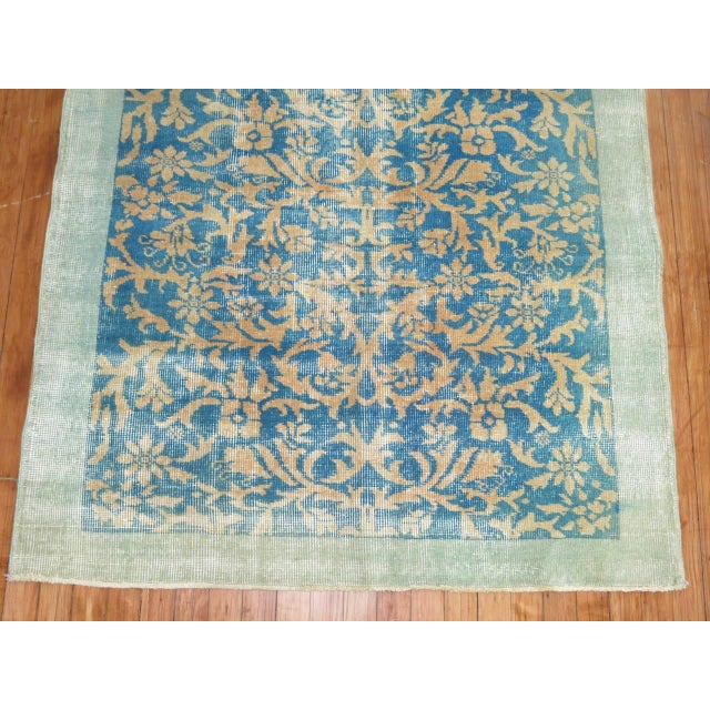 Vintage Zabihi Collection Turkish Turquoise Rug For Sale - Image 4 of 5