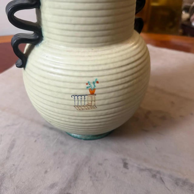 1930s Art Deco Hand Painted, Air Brushed Italian Futurist Ceramic Vase by Deruta For Sale - Image 10 of 15