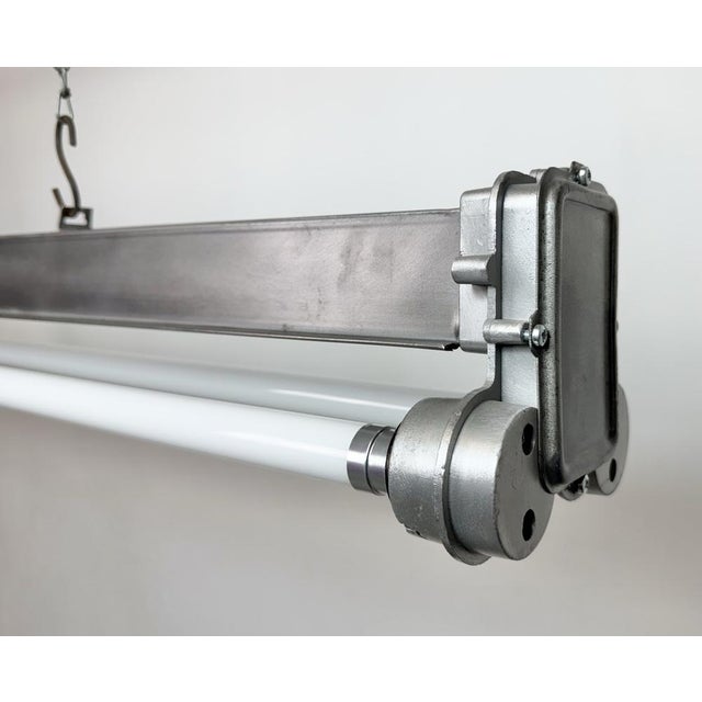 Industrial Polished Hanging Tube Light, 1970s For Sale - Image 4 of 18