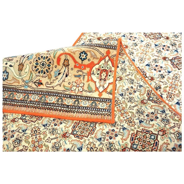 Vintage Persian Tabriz Taba Tabai Wool 3x10 Orange & Ivory Handmade Runner Rug #1144065 For Sale - Image 13 of 15
