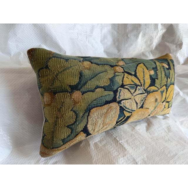 16th Century Antique Brussels Verdure Tapestry Pillow For Sale - Image 4 of 7