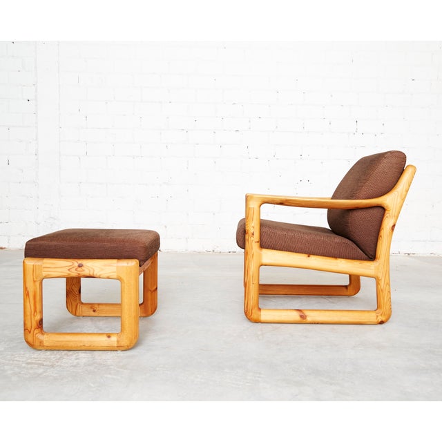 Set of Danish Modern Pine Armchair & Ottoman by C. F. C. Silkeborg from CFC Silkeborg, 1970s For Sale - Image 3 of 16