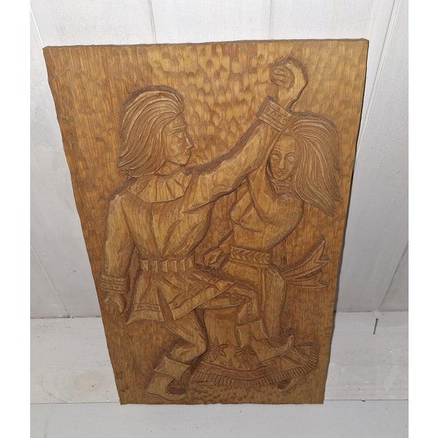 Mid-Century Modern Hand-Carved Wall Hanging, 1960s, in Very Good conditions. Designed 1960 to 1969