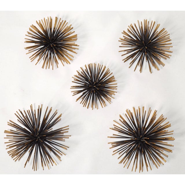 Set of 5 Vintage Curtis Jeré Style Plated Starburst Sputnik Pom Pom Sea Urchin Wall Sculptures For Sale - Image 9 of 12